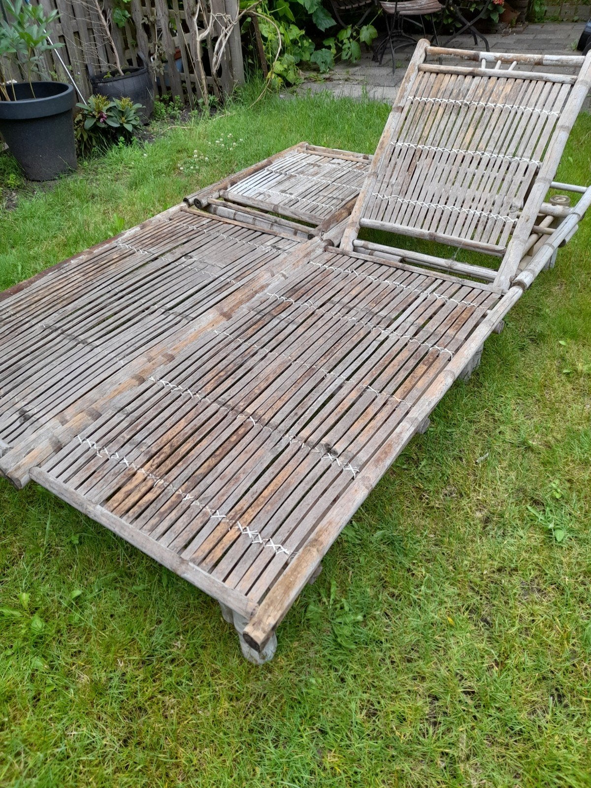 Bamboe ligbed 2 persoons - 2.00 x 1.30 x 33 cm, Tuin en Terras, Ligbedden, Ophalen, Gebruikt, Overige materialen, Verstelbaar