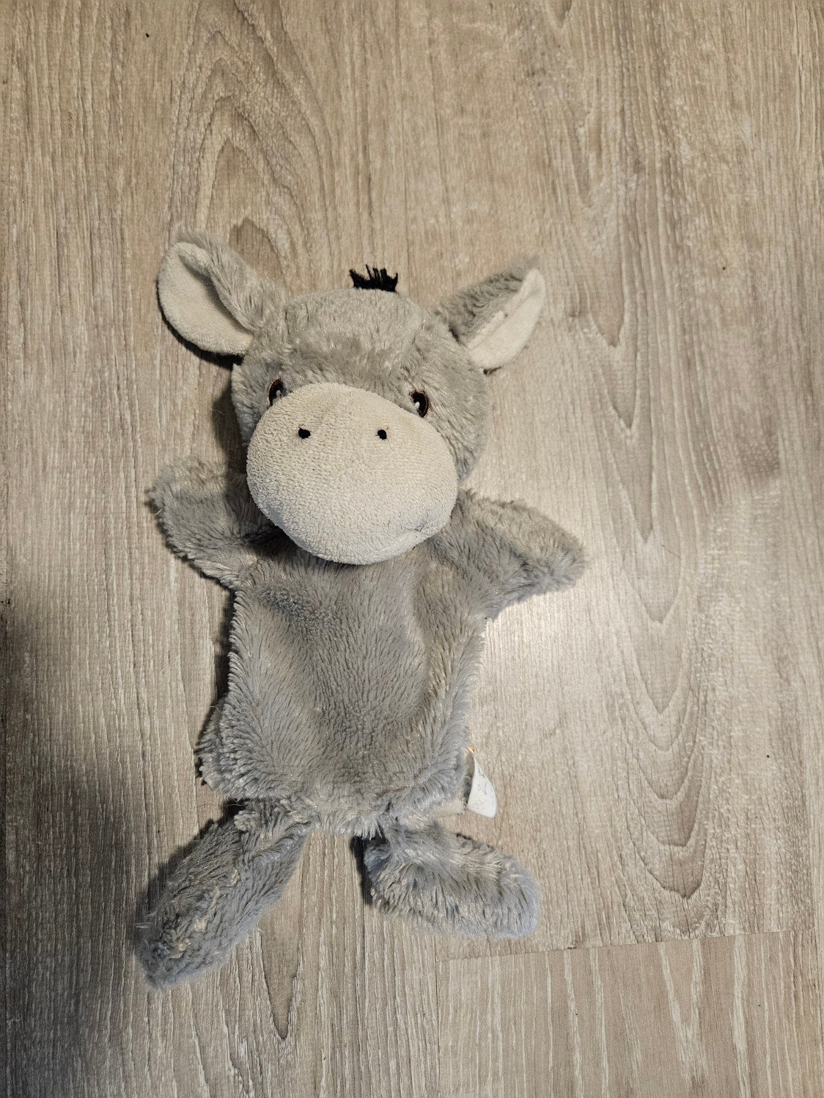Schattige grijze ezel handpop knuffel, Overige merken, Overige karakters, Overige typen, Grijs