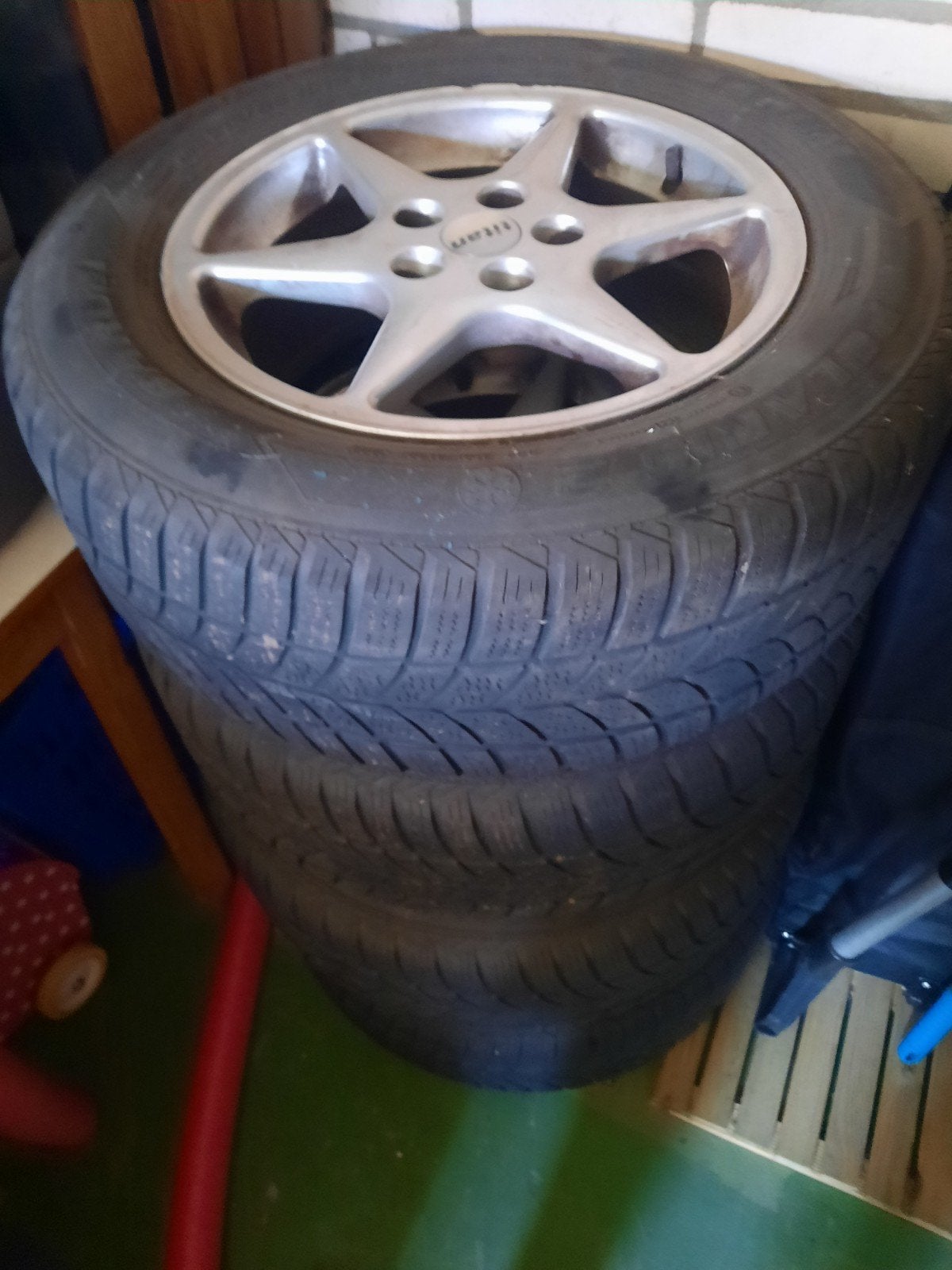 4 winterbanden met velg, Ophalen, 215 mm, 16 inch, Banden en Velgen