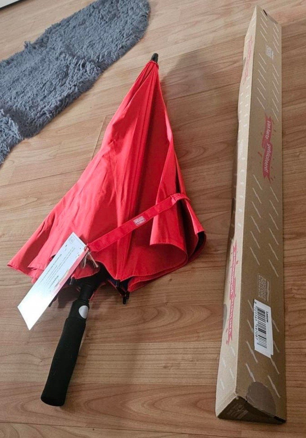 Postcode Loterij-paraplu met leeuw-print aan de binnenkant, Ophalen, Nieuw, Rood