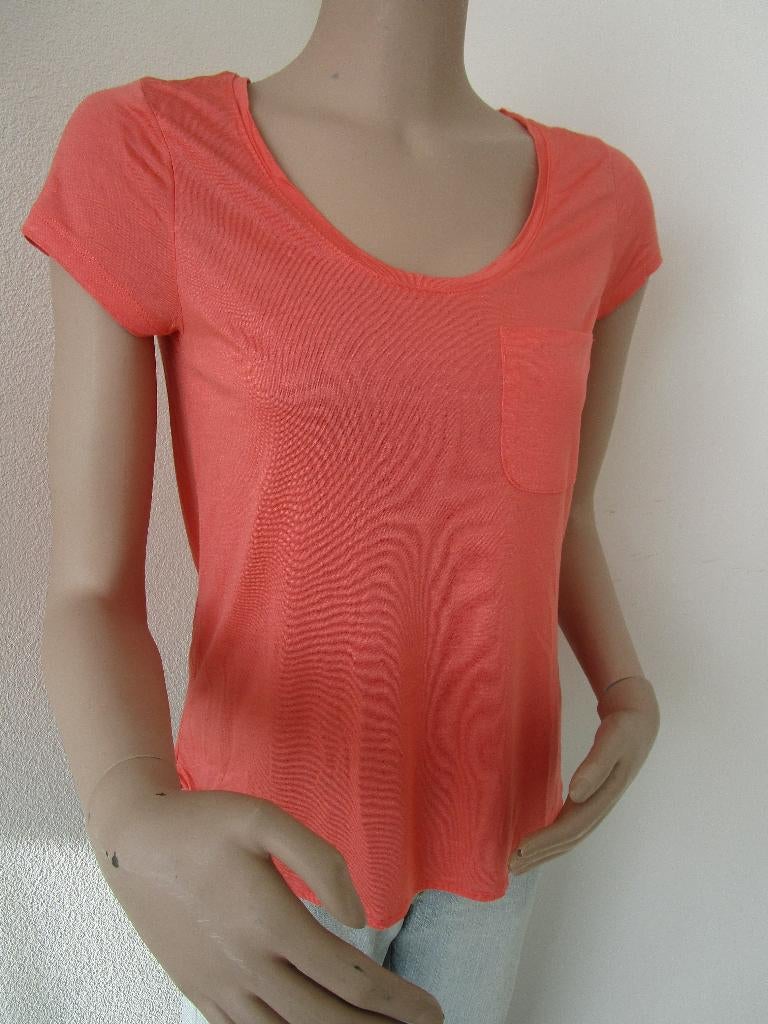 H&M shirt XS zalm, Kleding | Dames, T-shirts, Verzenden, Zo goed als nieuw, Korte mouw, Roze