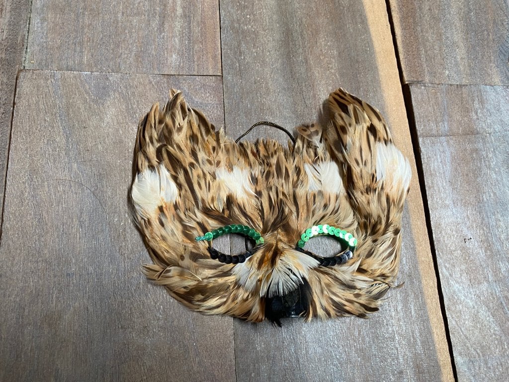 Vintage masker van natuurlijk veren en glitter, Onbekend, Verzenden, Gedragen, One size fits all
