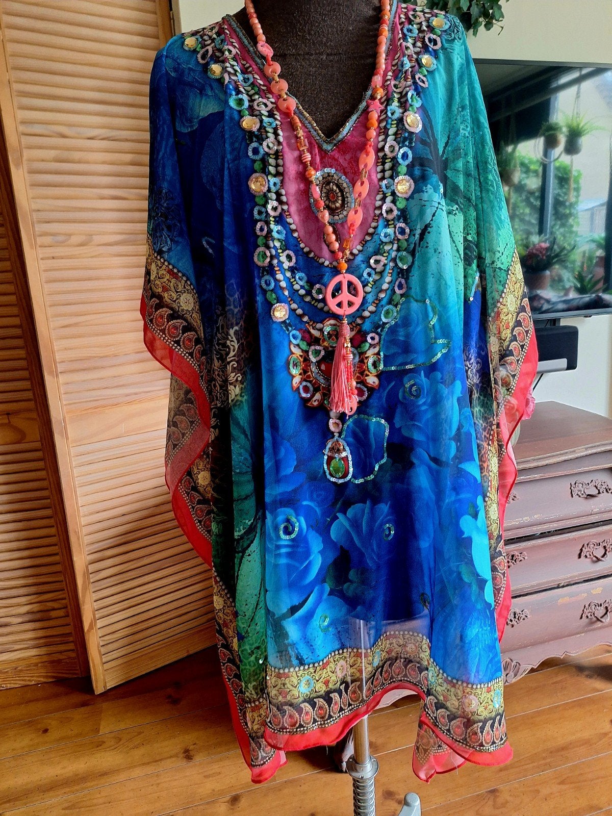 Voile tuniek maat m l xl, Ophalen of Verzenden, Zo goed als nieuw, Maat 46/48 (XL) of groter, Blauw