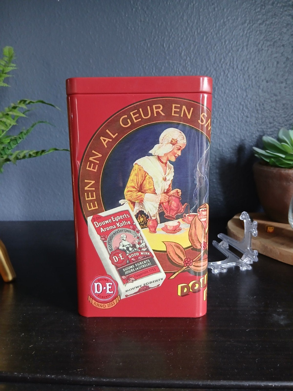 Vintage Douwe Egberts Koffie Blik - Rood, Ophalen of Verzenden, Gebruikt, Koffie, Douwe Egberts