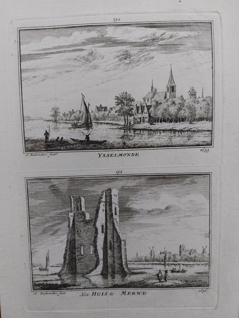 151-152 / Ysselmonde - IJsselmonde Gravure van A. Rademaker, Antiek en Kunst, Ophalen of Verzenden
