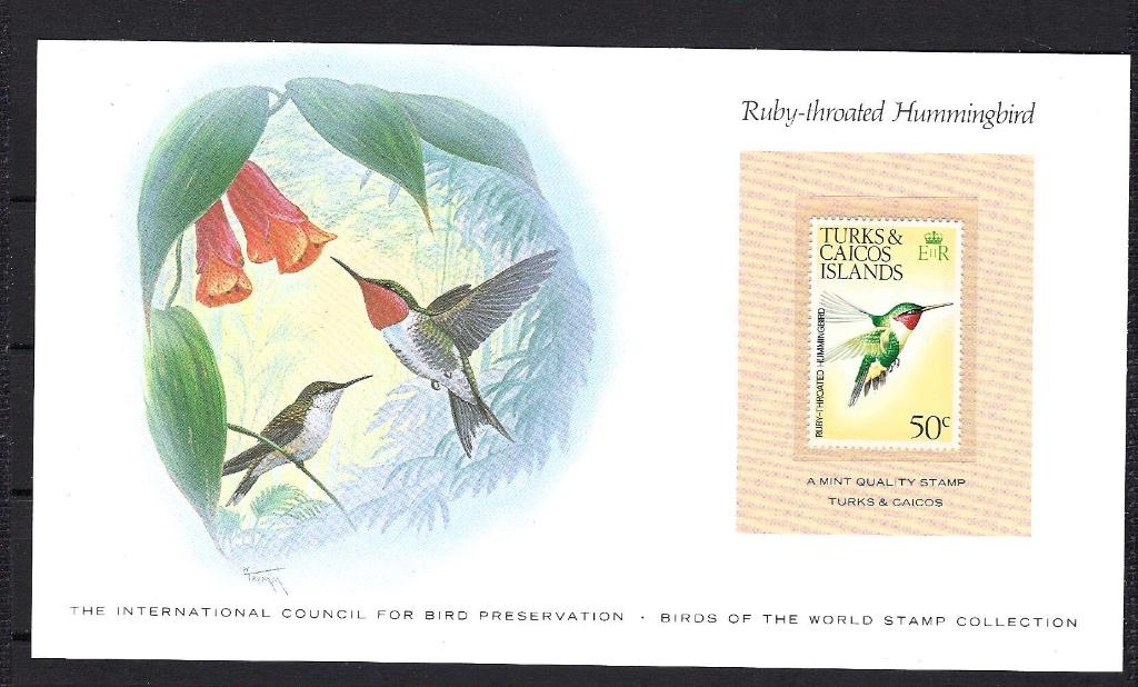 VOGELS kaart Turks&Caicos Islands Hummingbird (zegel XX), Ophalen of Verzenden, Postfris, Dier of Natuur