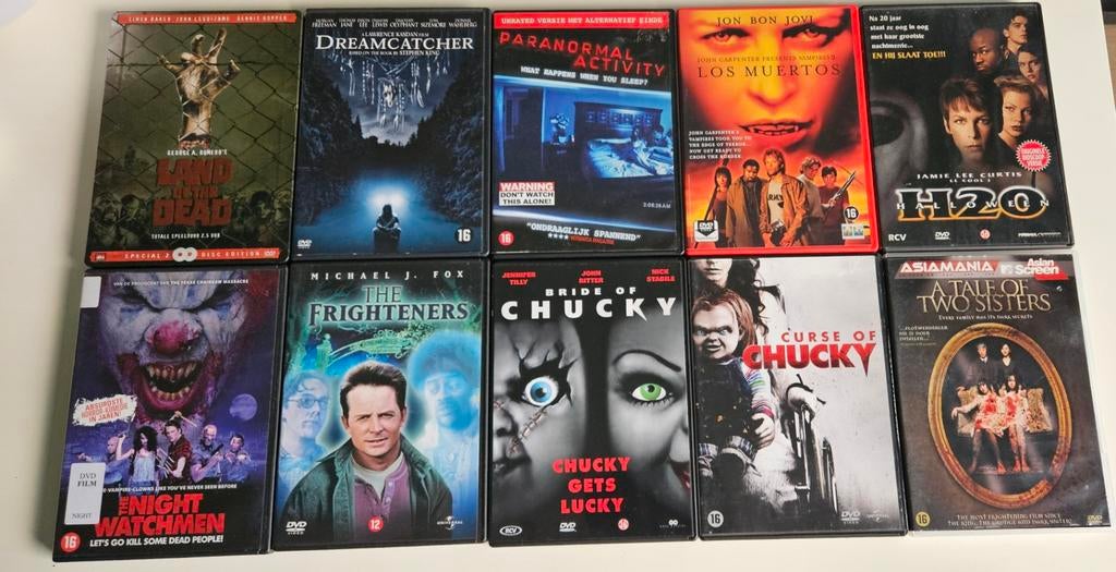 Horror DVD Collectie: 10 Films (o.a. Chucky, H20), Cd's en Dvd's, Vanaf 16 jaar, Ophalen of Verzenden, Gebruikt, Overige genres