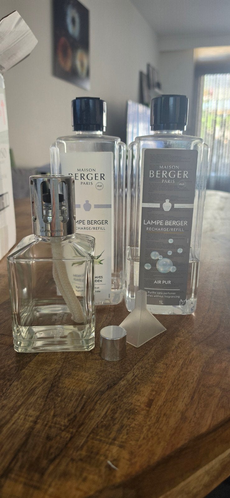 Lampe Berger brander met aangebroken navulling, Ophalen of Verzenden, Zo goed als nieuw, Glas