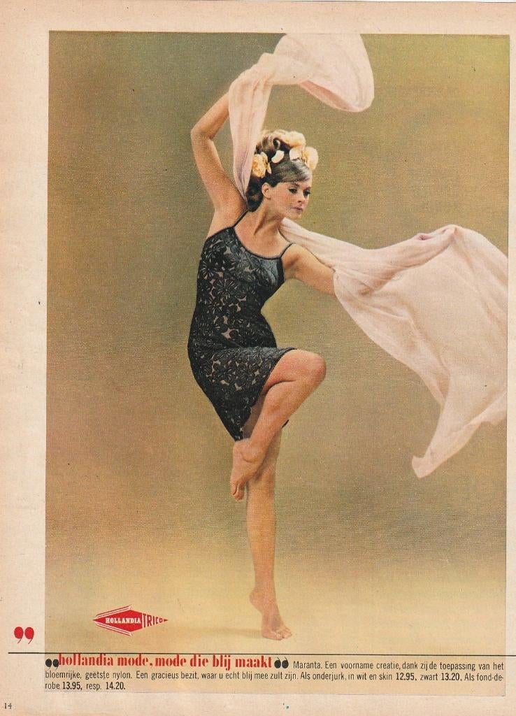 Retro reclame 1966 Hollandia dames lingerie Maranta jurkje, Verzenden, Overige typen