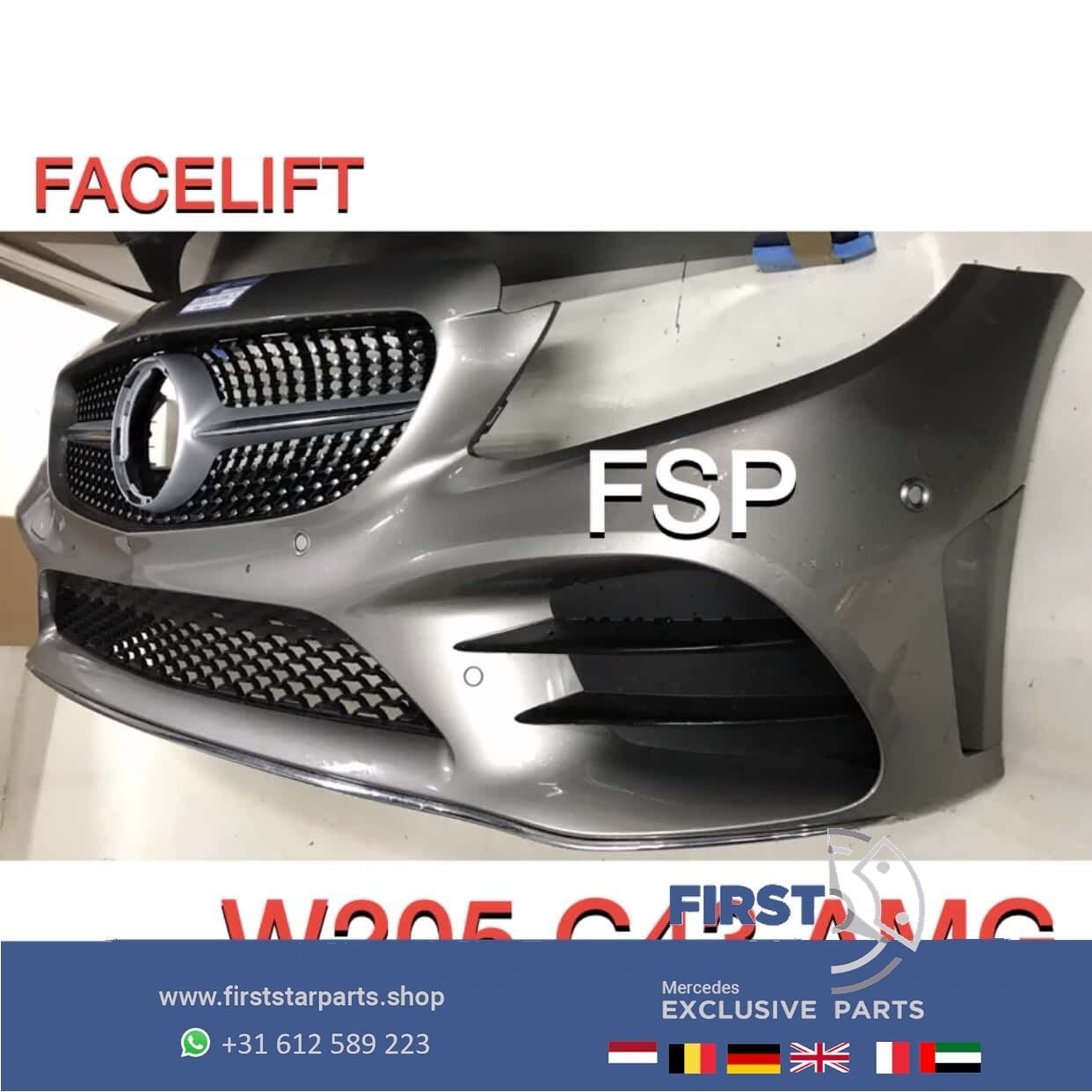 C205 W205 S205 C43 AMG Facelift Voorbumper COMPLEET Mercedes, Auto-onderdelen, Gebruikt, -, Voor, Ophalen of Verzenden