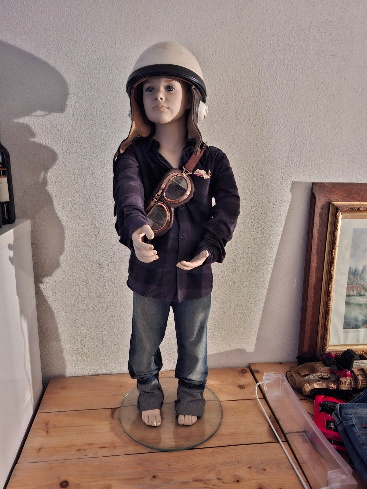 Vintage Kinder Mannequin met Pilotenoutfit, Antiek en Kunst, Ophalen