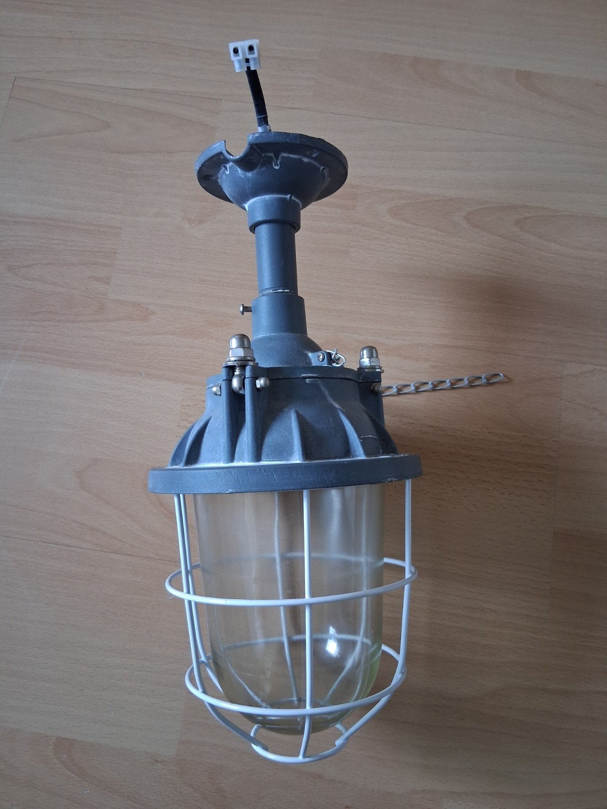 Industriële plafondlamp, Huis en Inrichting, Lampen | Hanglampen, Ophalen, Glas, Minder dan 50 cm