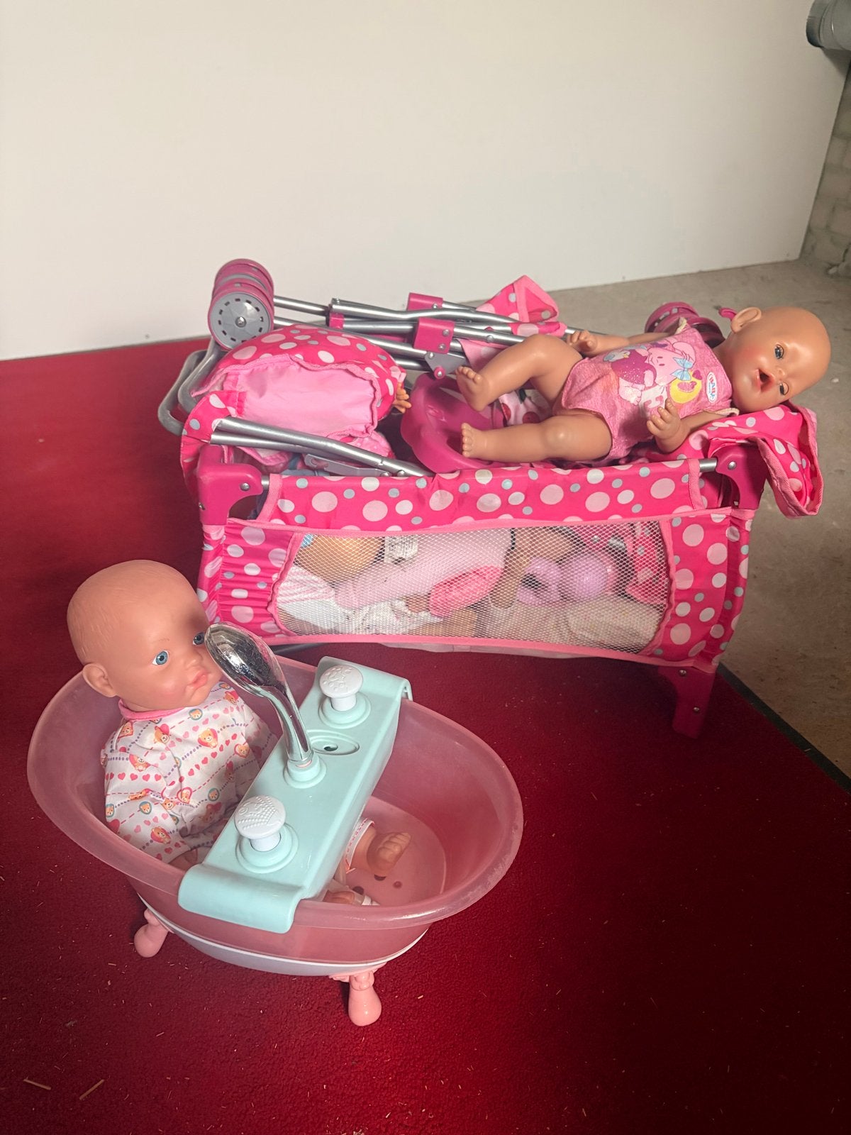 Baby Born poppen met campingbedje badje buggy potje, Ophalen, Gebruikt, Babypop