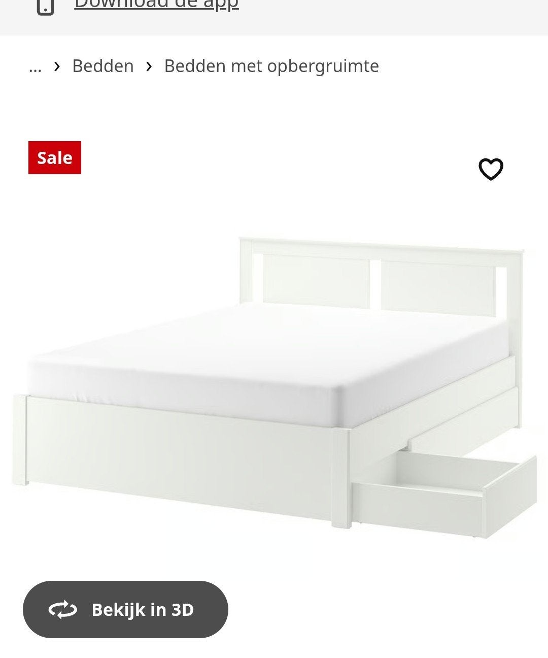 Ikea Bed met lades. 140x200 cm. wit met grijs soort houtnerf, Ophalen, Wit, Tweepersoons, 140 cm