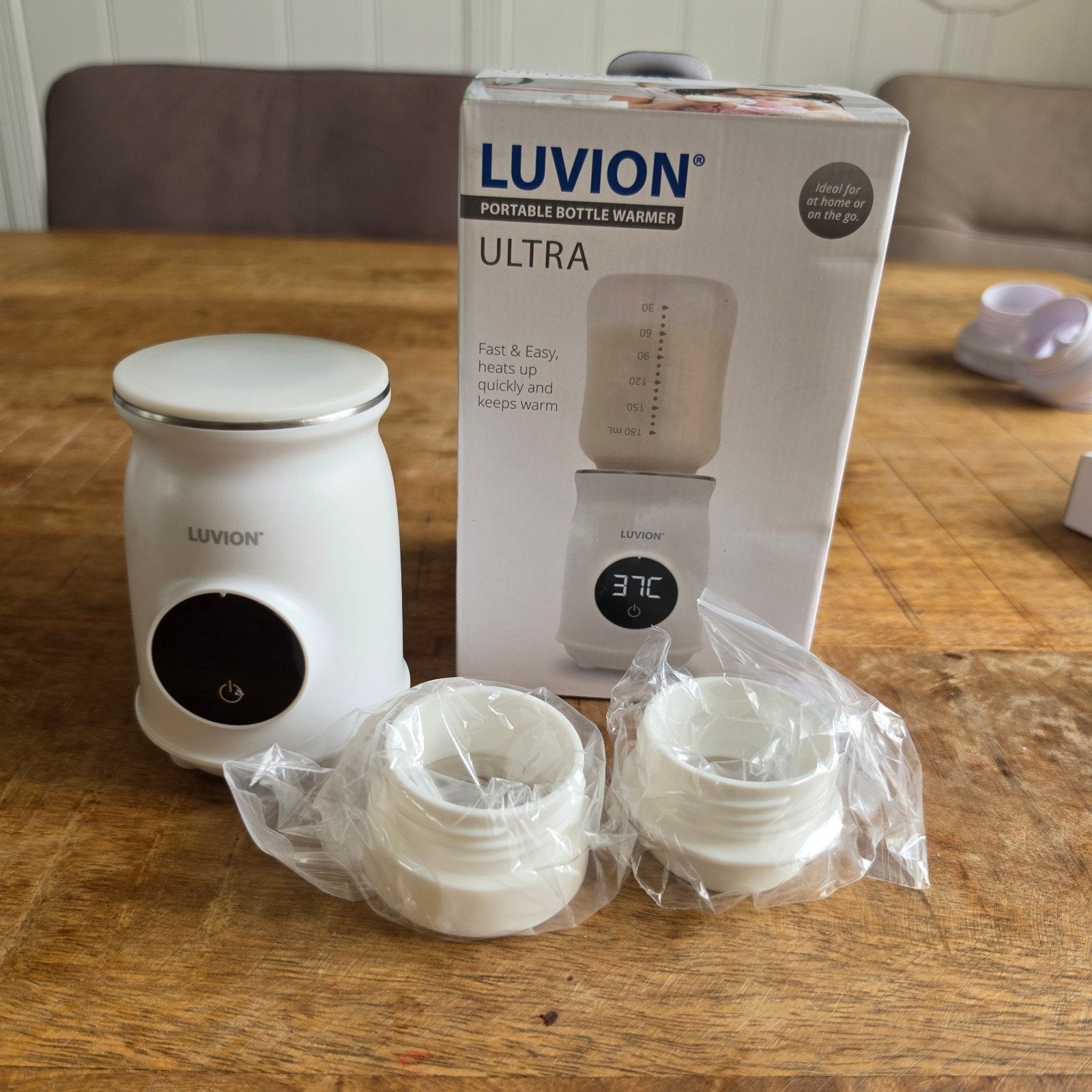 Luvion Ultra Draagbare Flessenwarmer - Melkverwarmer, Flessen- of potjesverwarmer, Luvion, Ophalen of Verzenden, Zo goed als nieuw