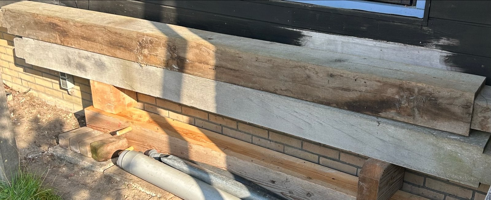2 massief eiken balken 19×19 cm 320 cm lang eikenhout balk, Ophalen, Gebruikt, Eiken, Balk