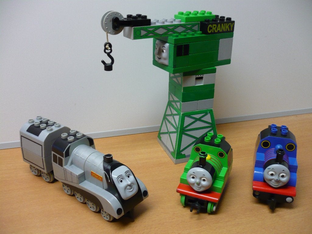 Duplo Thomas trein en vrienden Spencer, Cranky en Percy., Ophalen of Verzenden, Gebruikt, Losse stenen, Duplo