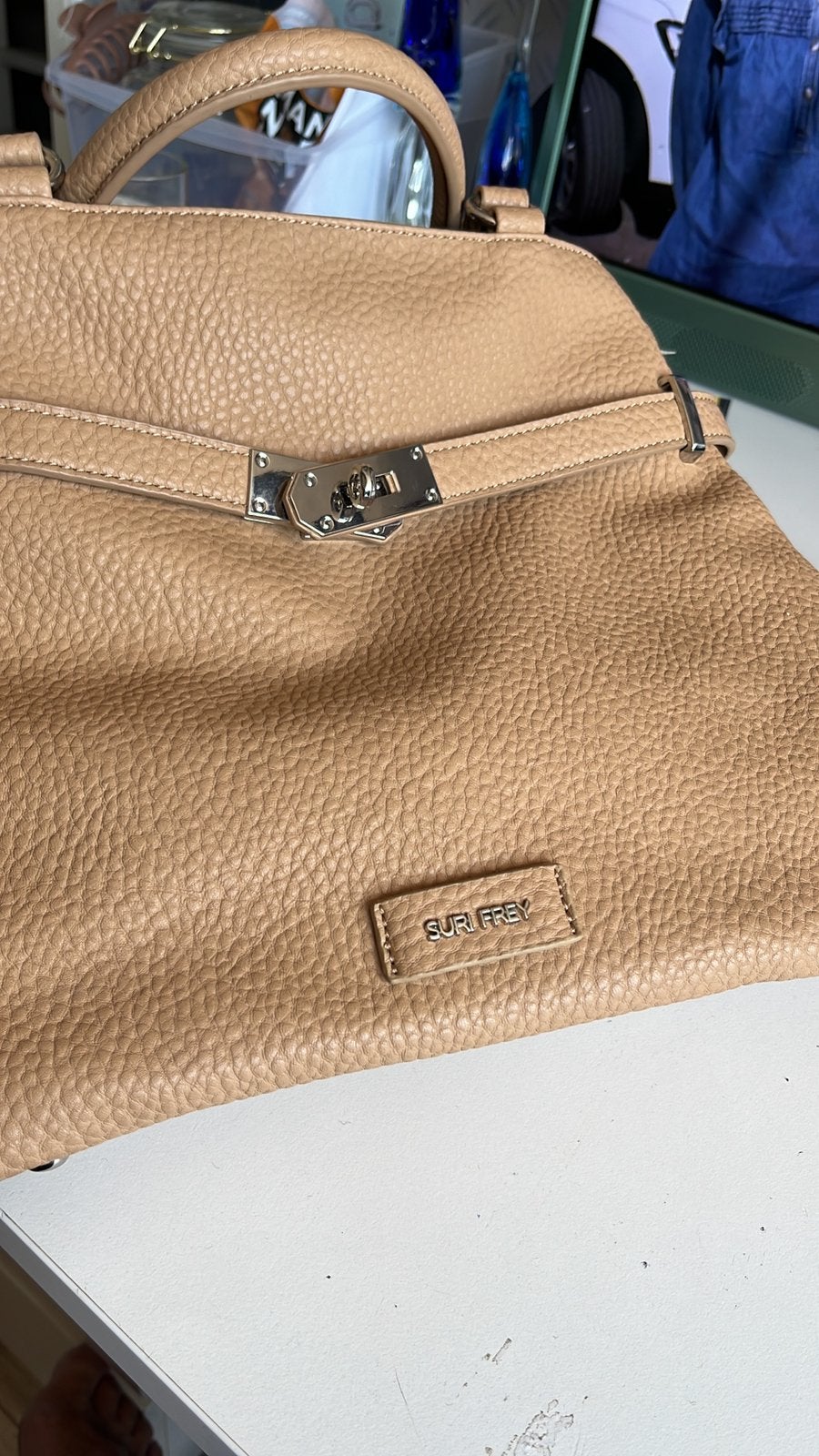 Suri frey tas, Ophalen of Verzenden, Zo goed als nieuw, Beige, Handtas