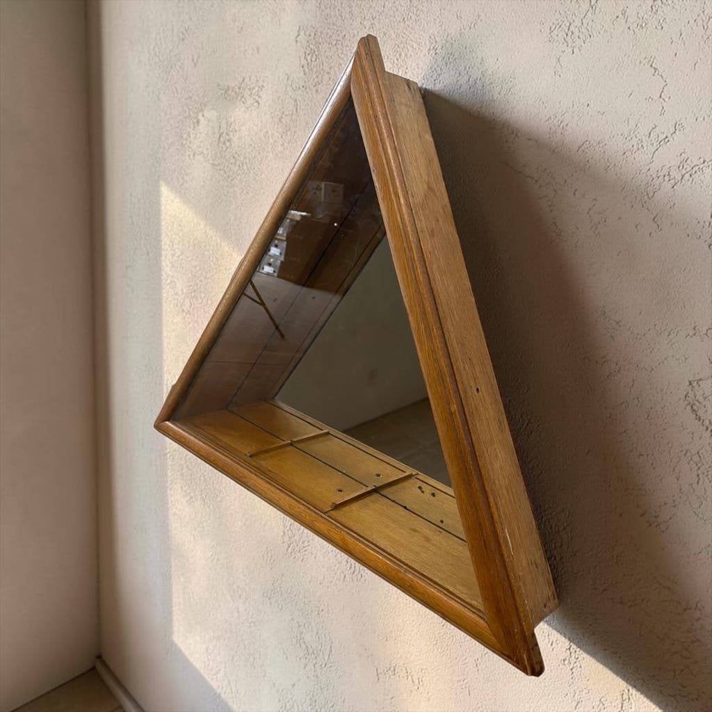 Vintage ondiepe vitrine / wandrek met spiegelwand, Ophalen, Minder dan 50 cm, Gebruikt, Minder dan 100 cm
