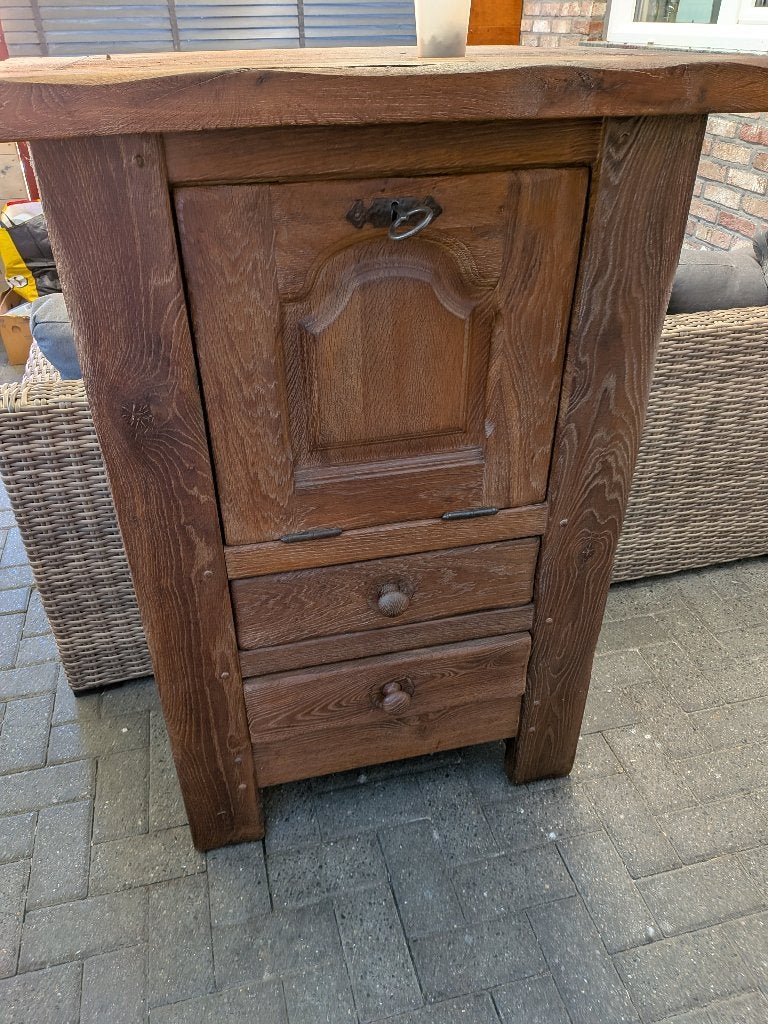 Barkast, Ophalen, Eikenhout, 50 tot 100 cm, Zo goed als nieuw
