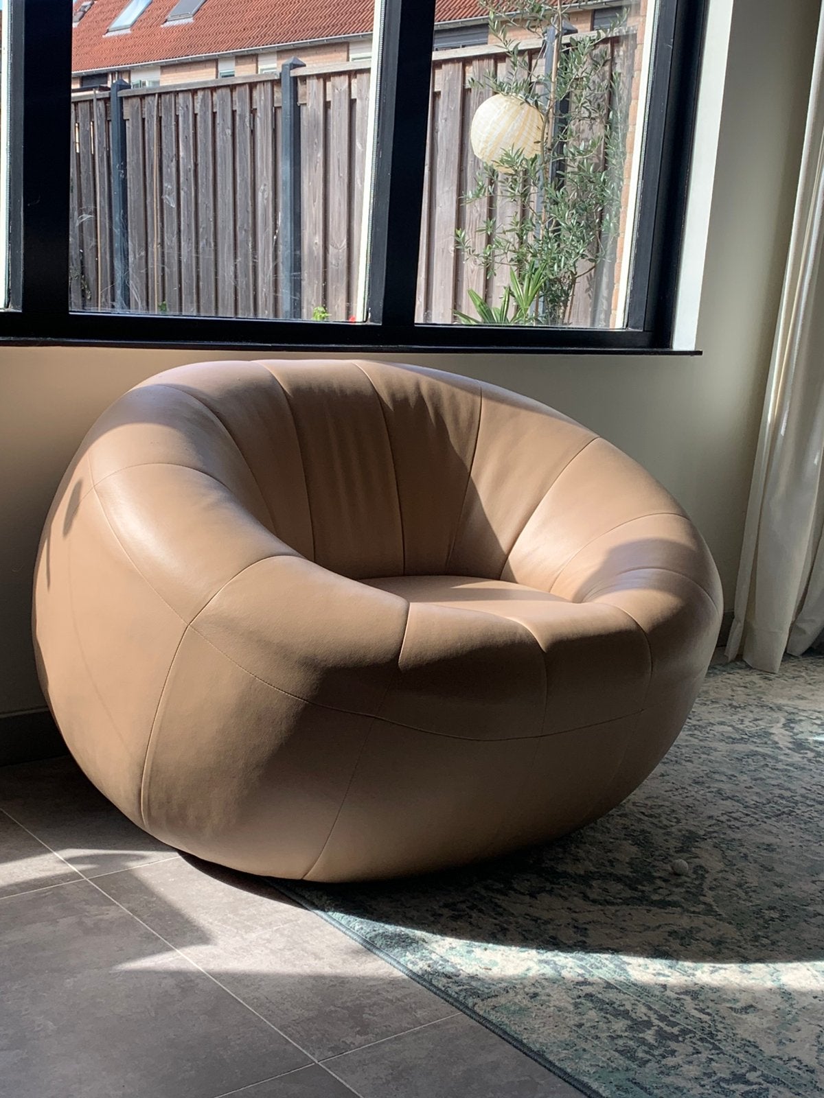 Vintage spaceage pumpkin design fauteuil stoel, Huis en Inrichting, Ophalen of Verzenden, Gebruikt, Leer, 50 tot 75 cm
