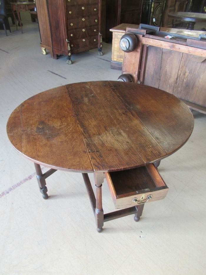 Oer 10807 ANTIEKE 18e eeuwse gateleg tafel met lade, Antiek en Kunst, Antiek | Meubels | Tafels, Ophalen