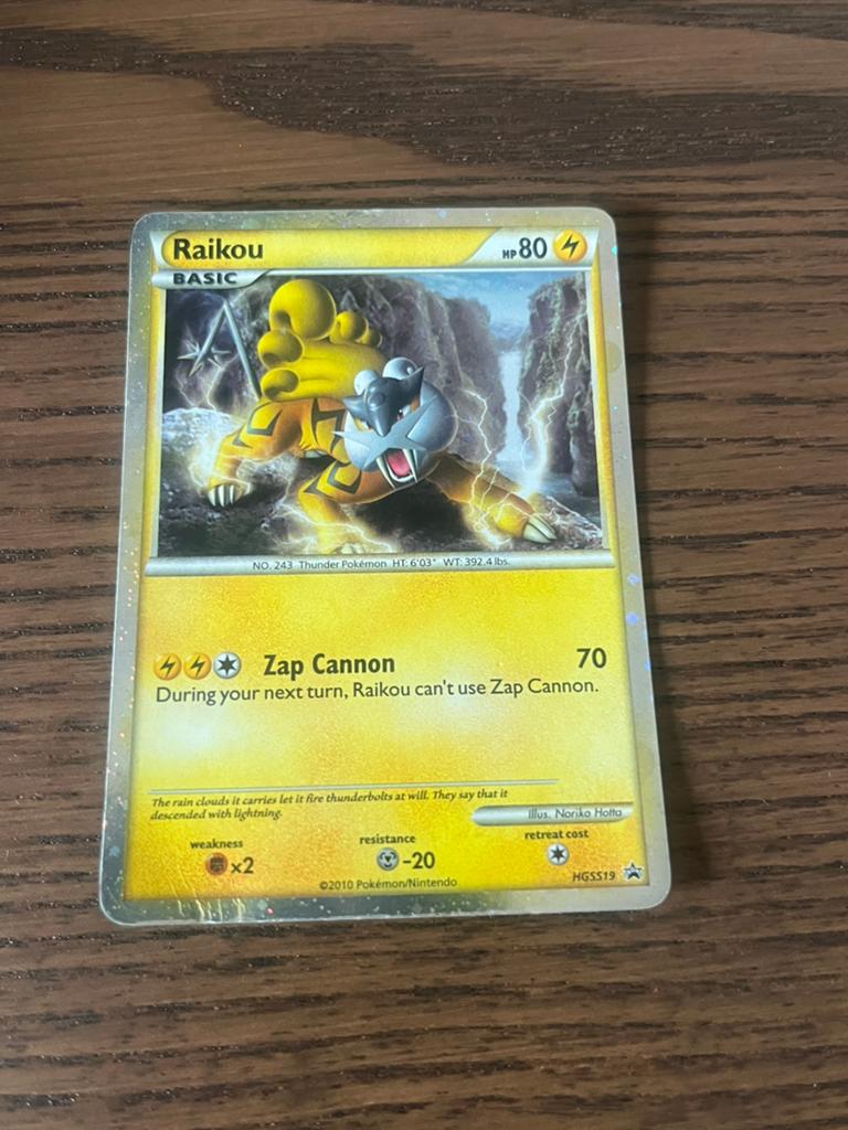Pokemon Raikou HGSS19 Promo Holo, Ophalen of Verzenden, Gebruikt