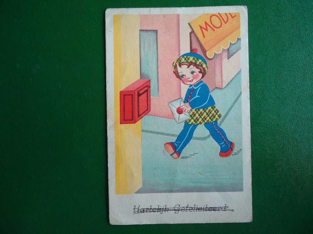 (1294) Kinderkaart: Meisje met brief / Klein formaat, Verzamelen, Ansichtkaarten | Themakaarten, Verzenden, 1960 tot 1980, Gelopen