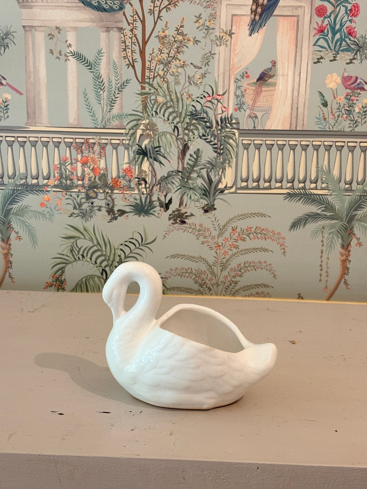 Vintage Witte Keramische Zwaan Bloempot/Decoratie, Antiek en Kunst, Ophalen of Verzenden