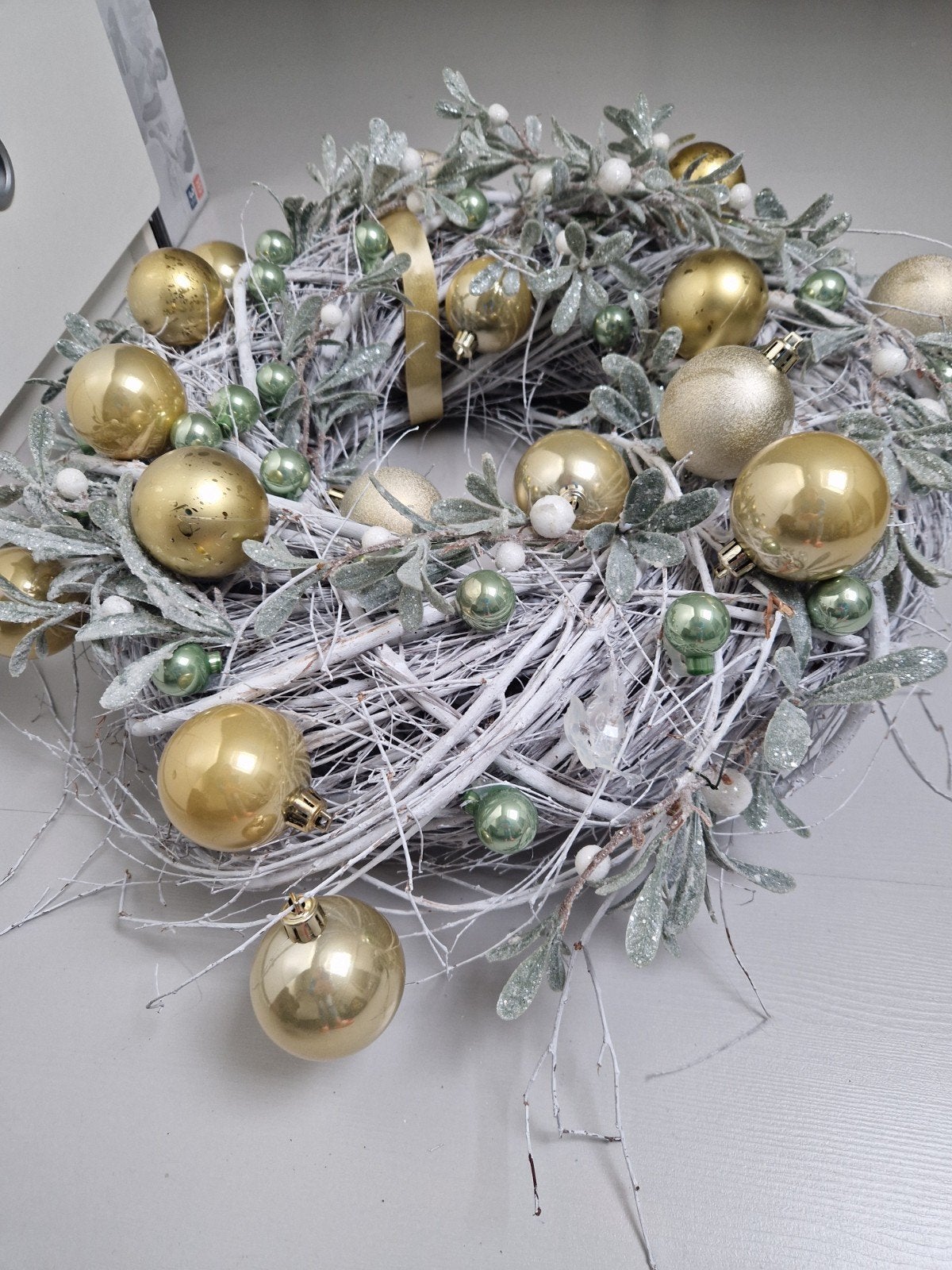 Zilverkleurige kerstkrans, Diversen, Kerst, Ophalen, Zo goed als nieuw