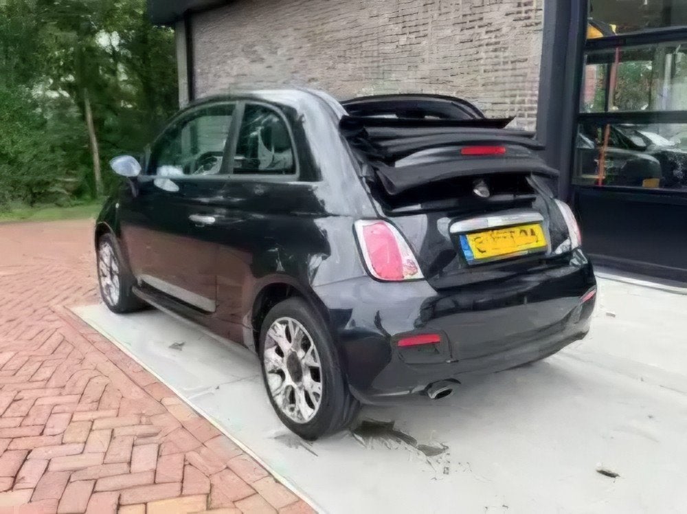 Fiat 500 0.9 Twinair 2014 Zwart, Auto's, Cabriolet, Leder en Stof, Zwart, Origineel Nederlands
