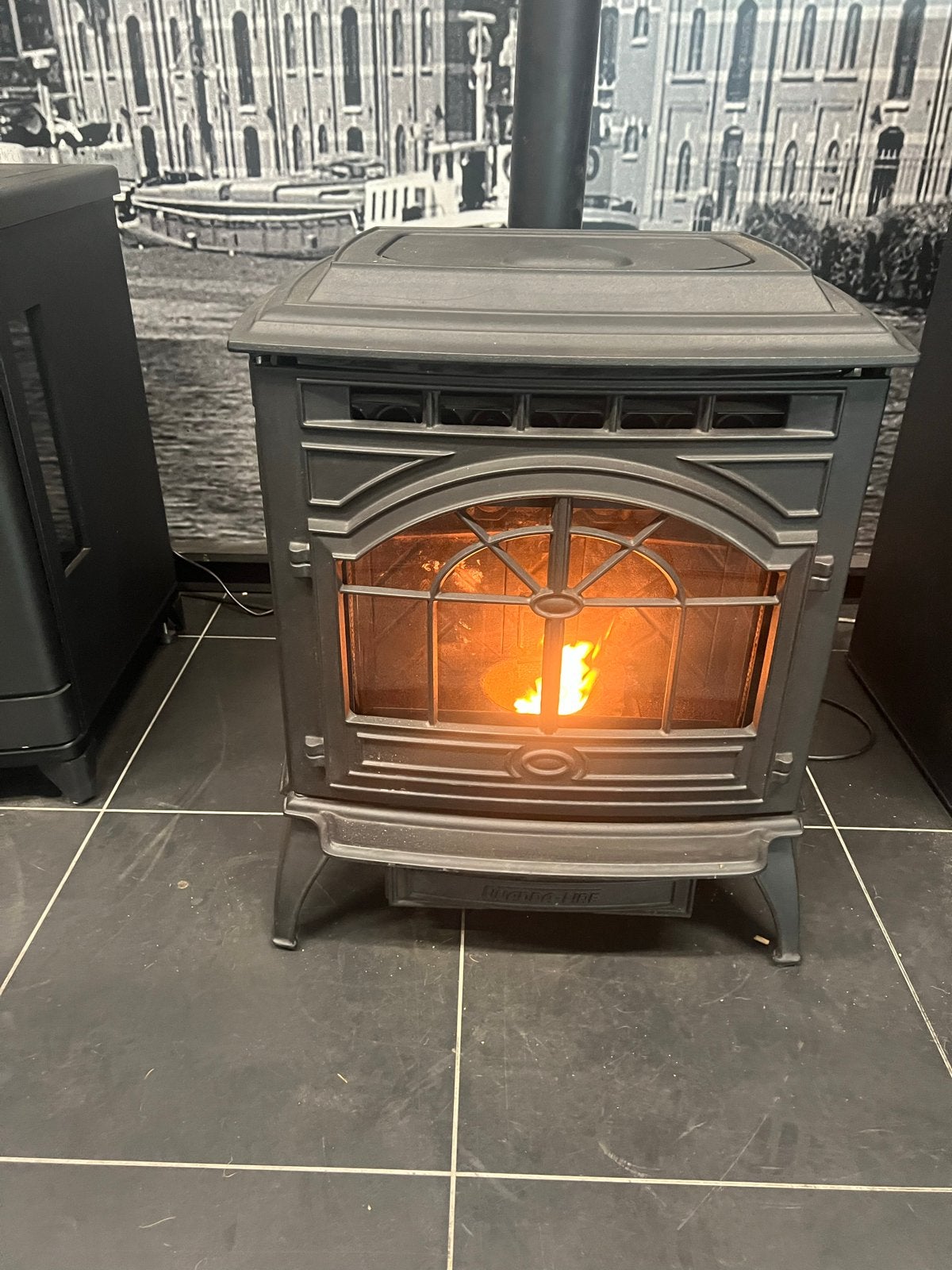 Mooie gietijzeren Pelletkachel - 9 kw quadrafire, Gebruikt, Overige brandstoffen, Ophalen of Verzenden, Pelletkachel