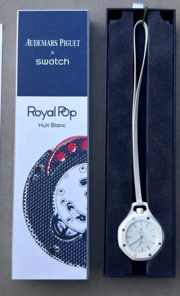 Audemars Piguet x Swatch Royal Pop Huit Blanc Zakhorloge, Swatch, Nieuw, Ophalen of Verzenden, Kunststof