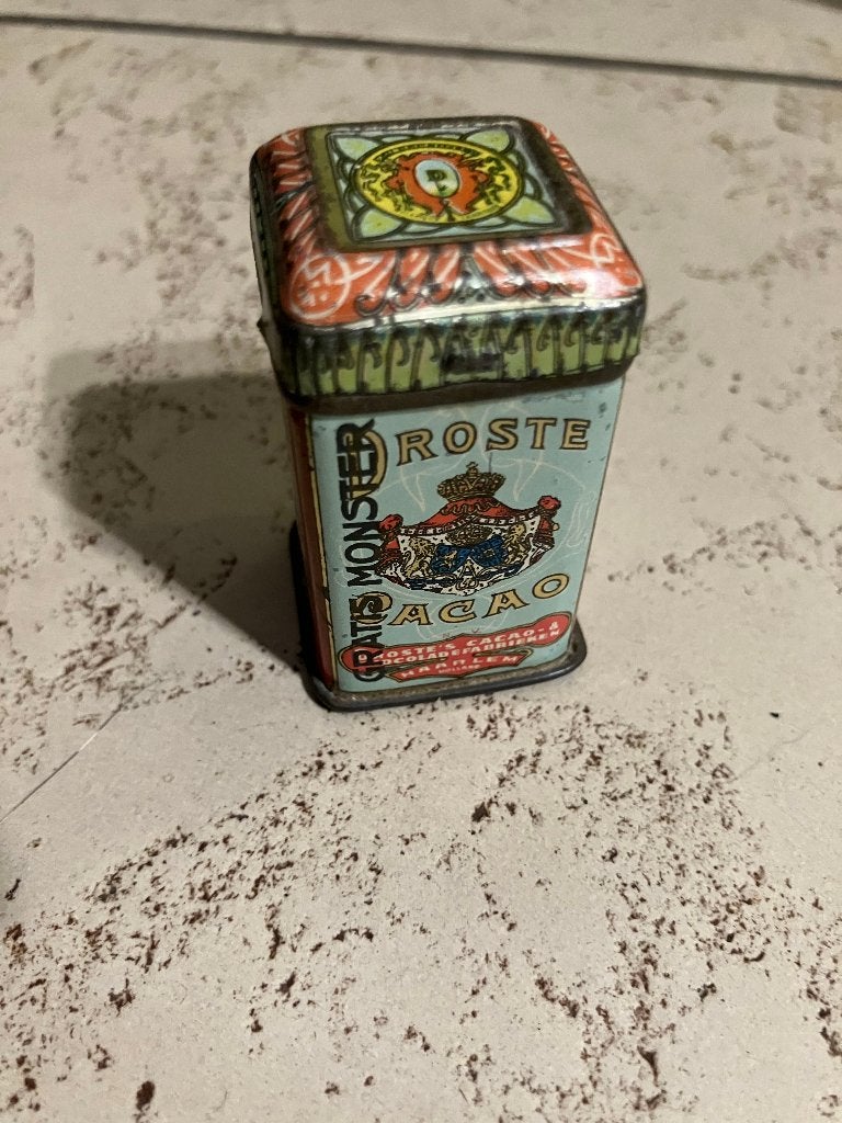 Antiek/Vintage Mini Blikje Droste Cacao monsterblikje, Ophalen of Verzenden, Gebruikt, Overige, Droste