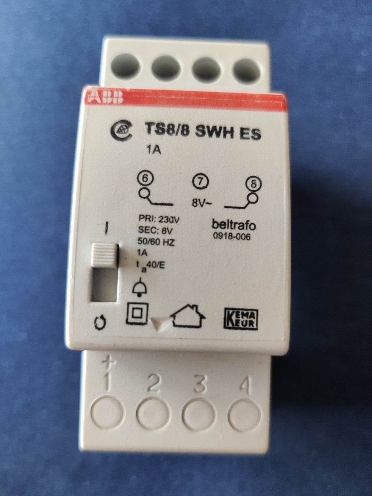 ABB Busboard Beltrafo 8V TS8/8 SWH ES 1A 0918-006, Ophalen of Verzenden, Zo goed als nieuw