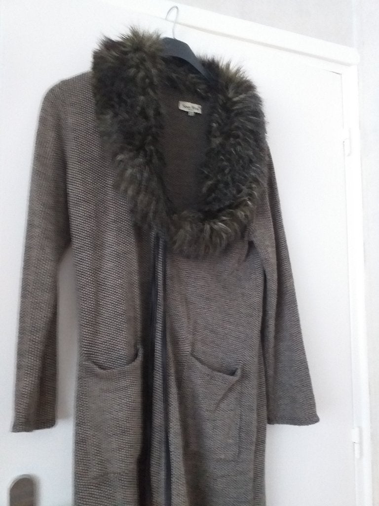 Lang vest met imitatie bontkraag, Kleding | Dames, Ophalen of Verzenden, Zo goed als nieuw, Maat 38/40 (M), Bruin