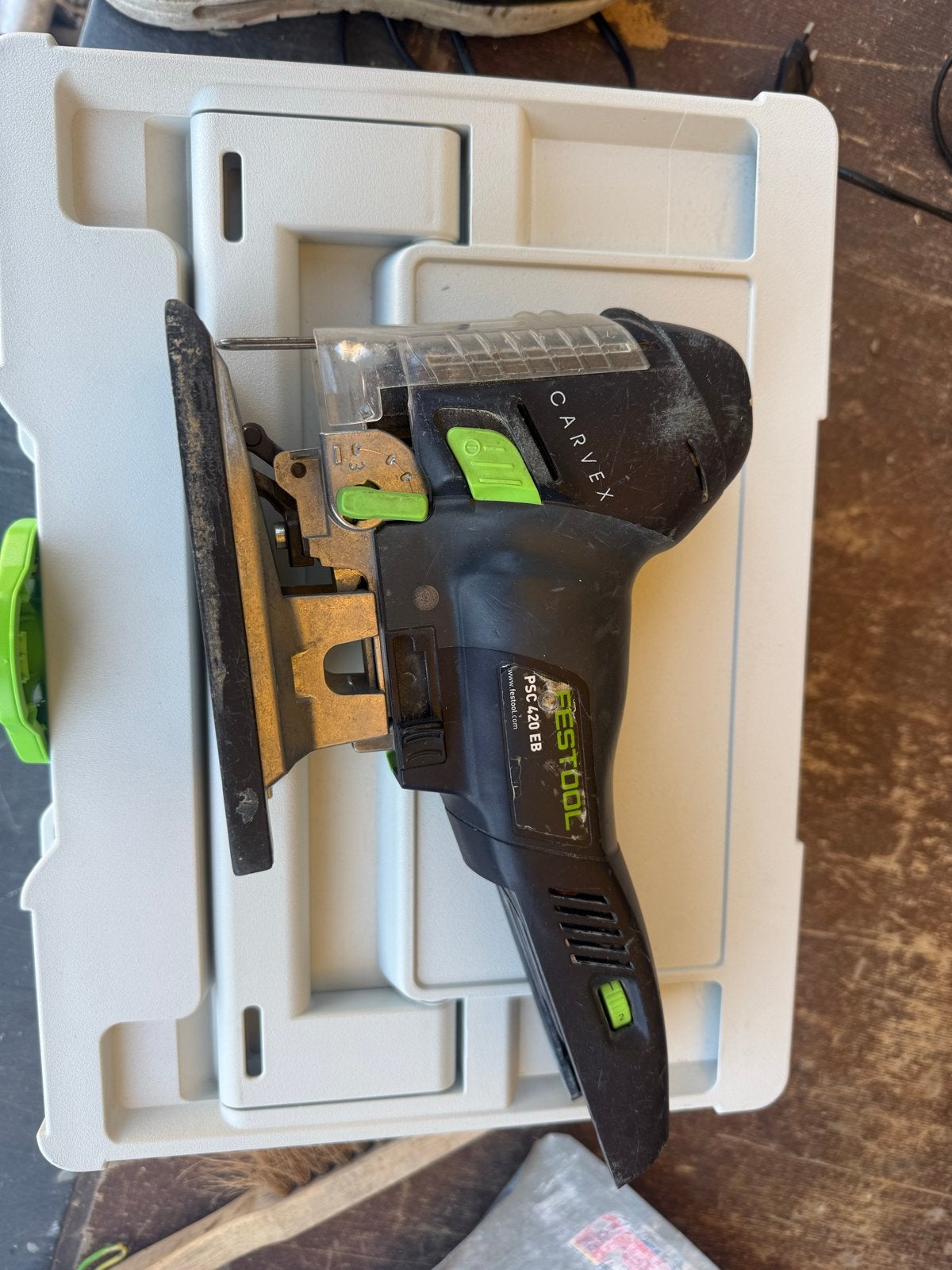 Festool Carvex PSC 420 EB Accu Decoupeerzaag, Doe-het-zelf en Verbouw, Gebruikt, Decoupeerzaag, Ophalen of Verzenden, 30 tot 70 mm