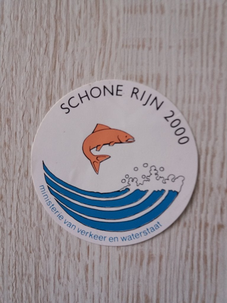 sticker minister van verkeer en waterstaat SCHONE RIJN 2000, Ophalen of Verzenden, Zo goed als nieuw, Bedrijf of Vereniging