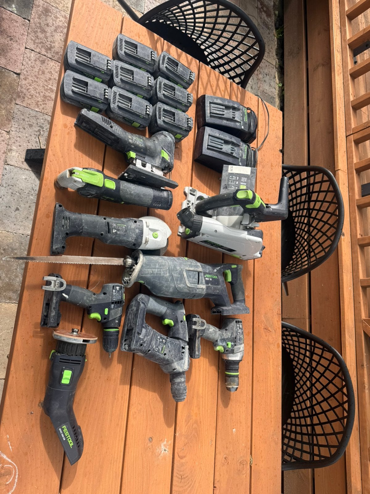 Festool set met accus en laders.  lees omschrijving aub, Ophalen, Gebruikt