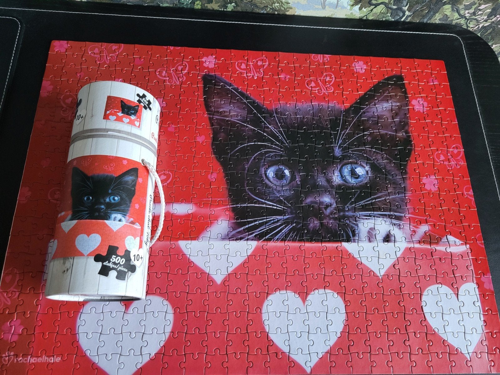 Rachael Hale puzzel zwarte kat kitten 500 stukjes, Ophalen of Verzenden, 500 t/m 1500 stukjes, Zo goed als nieuw, Legpuzzel