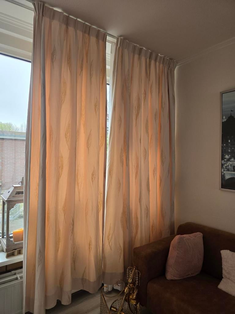 Nieuwe kant-en-klare overgordijnen - 450x240 cm, Ophalen of Verzenden, Nieuw, Beige