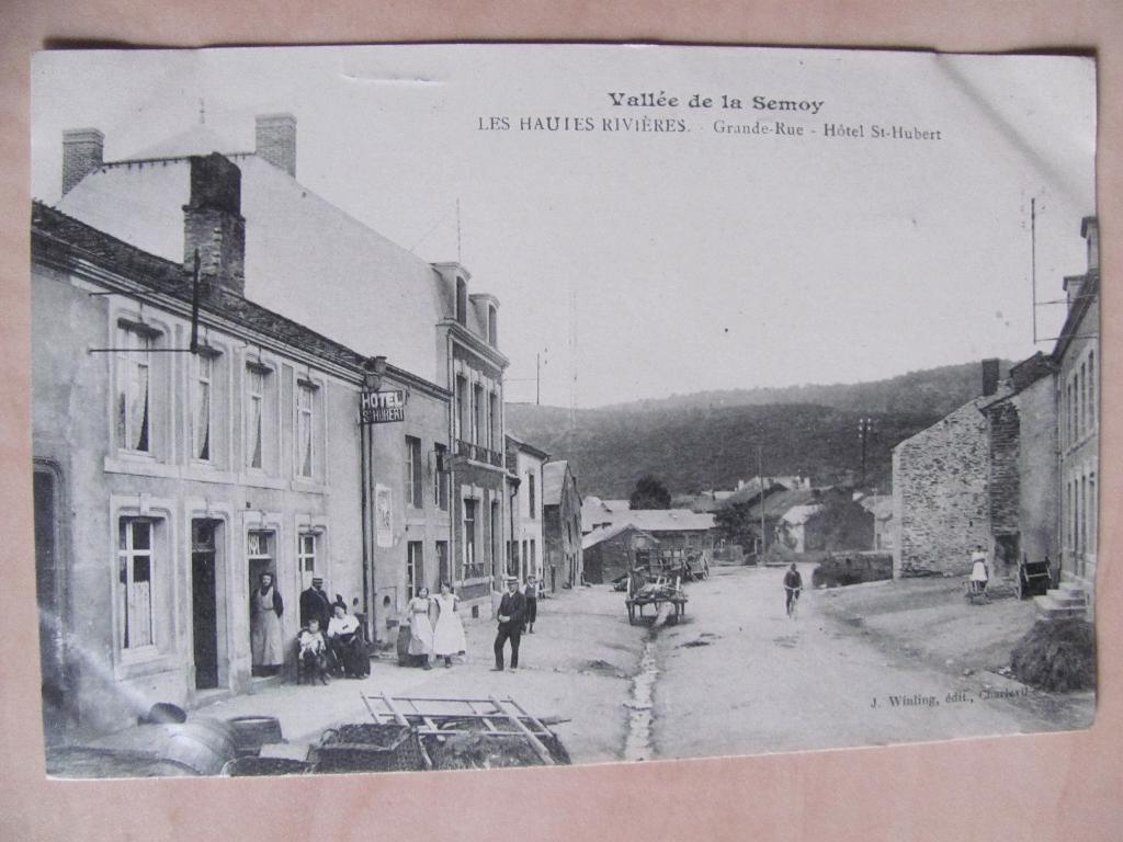 Les Hautes rivieres, Grande Rue, Hotel St. Hubert 1909, Verzamelen, Ophalen of Verzenden, Voor 1920, België en Luxemburg