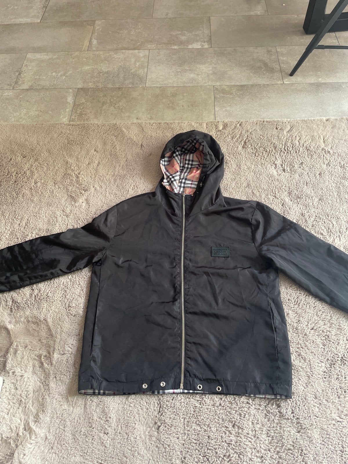 Burberry London England Reversible Jas Zwart/Geruit, Ophalen of Verzenden, Zo goed als nieuw, Maat 52/54 (L), Zwart
