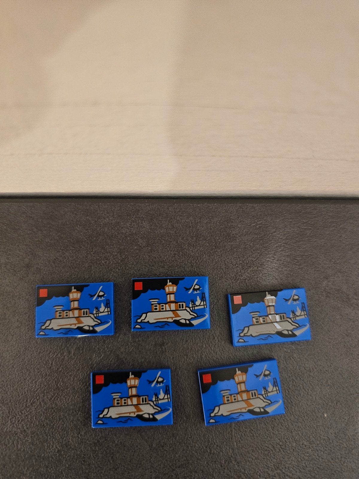 5x LEGO tegels met vuurtoren print, Ophalen of Verzenden, Gebruikt, Overige merken
