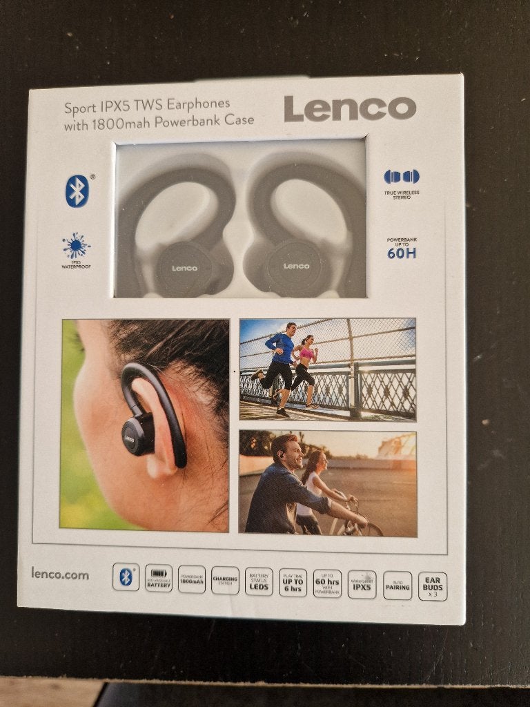 Lenco EPB-460BK Sport IPX5 TWS Oortelefoon en Powerbank Case