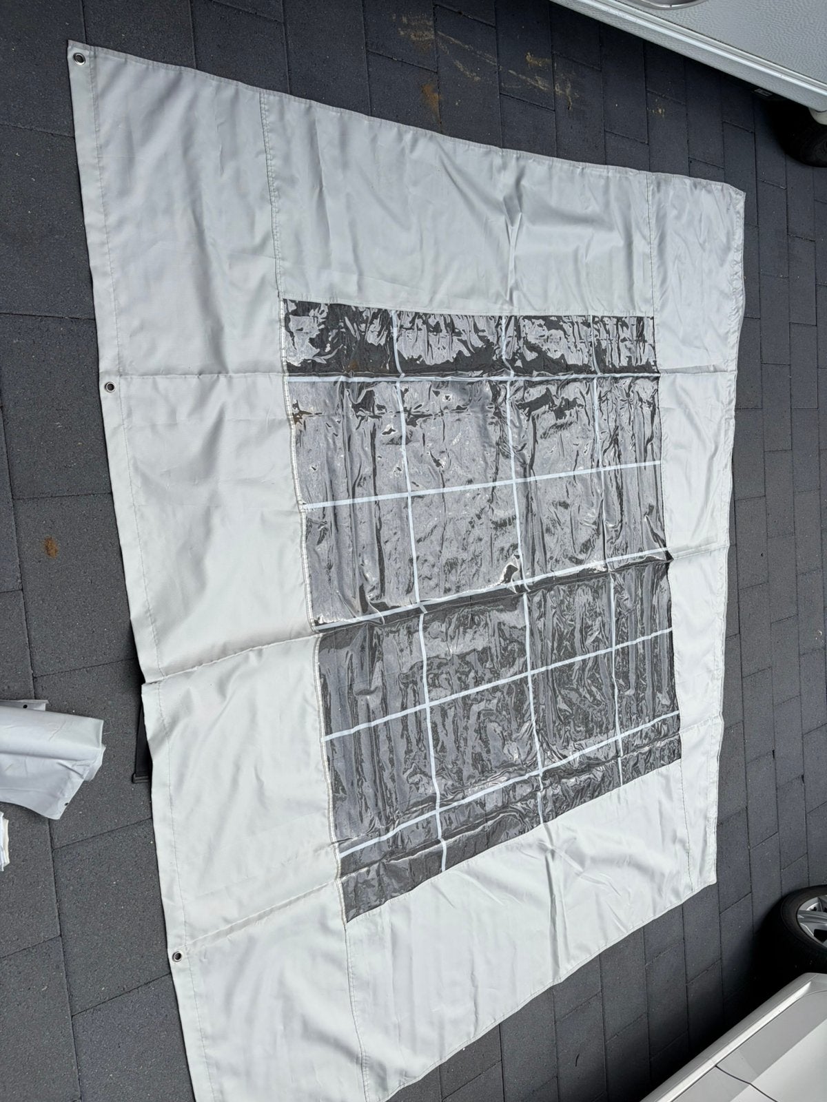 2x zijwand met raam tbv cassetteluifel. 220x210cm, Ophalen, Zo goed als nieuw