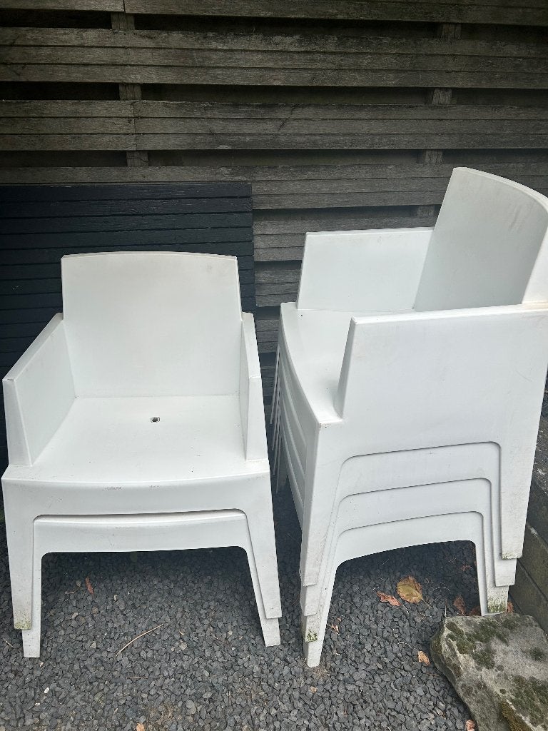 Witte box stoelen tuin 6 stuks, Tuin en Terras, Tuinstoelen, Ophalen, Gebruikt, Kunststof