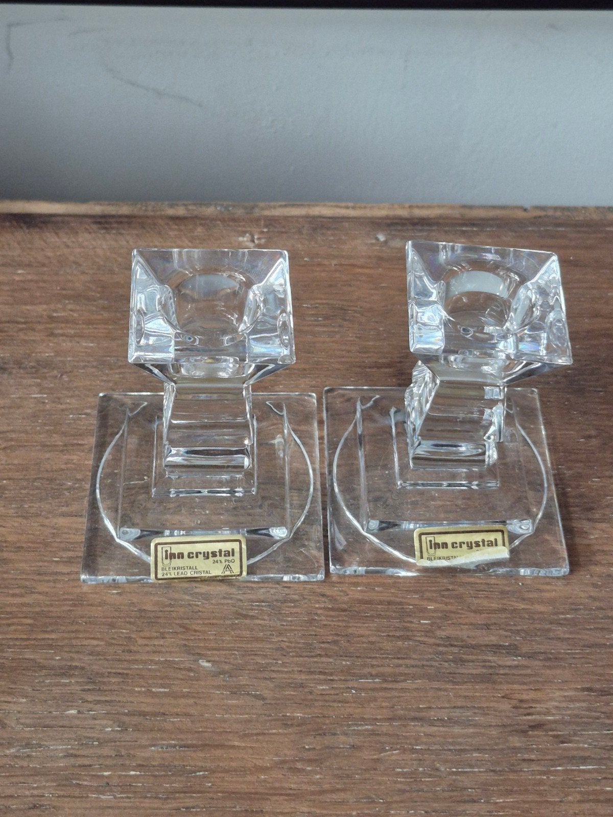 2 Kristallen Kaarsenhouders - Ian Crystal Vintage, Ophalen of Verzenden