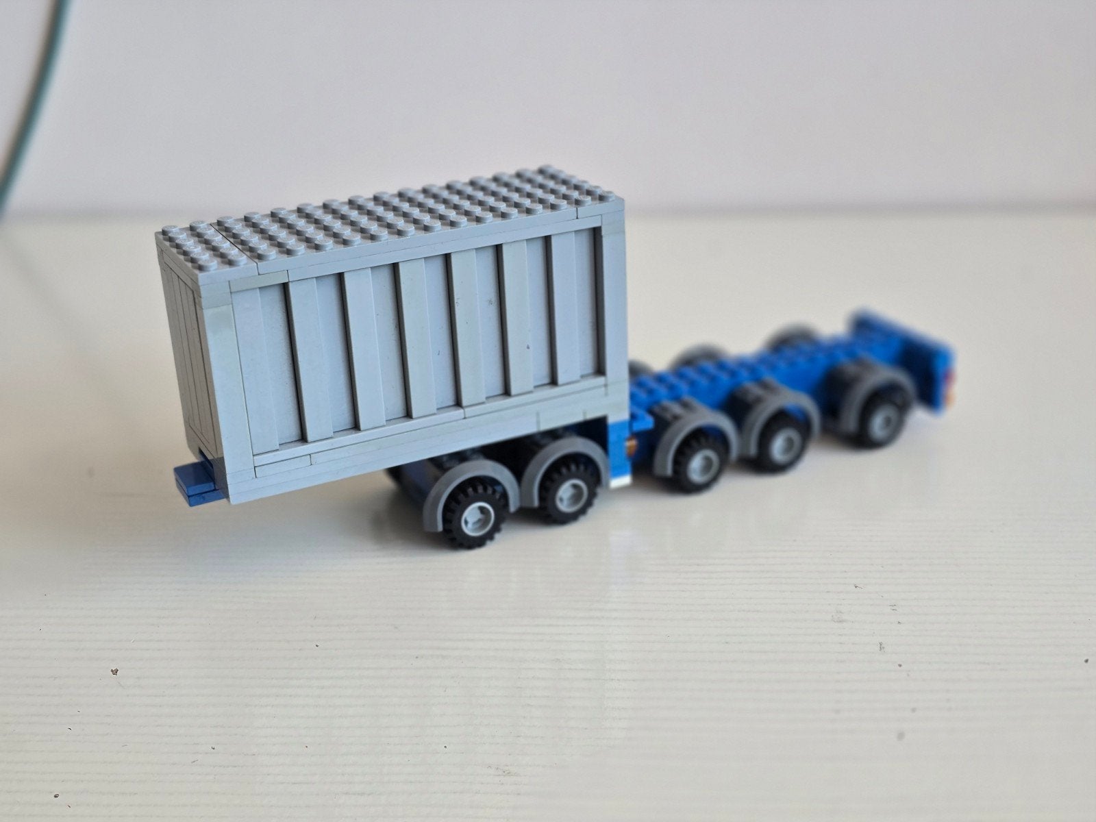 LEGO trailer container chassis met 20ft container, Ophalen of Verzenden, Gebruikt