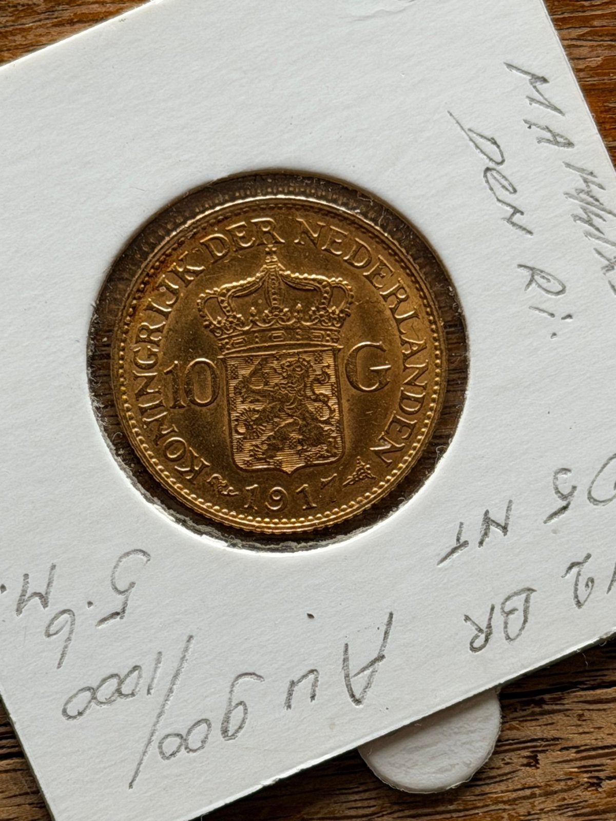Gouden tientje 10 Gulden 1917 Wilhelmina goud, Koningin Wilhelmina, Losse munt, 10 gulden, Goud